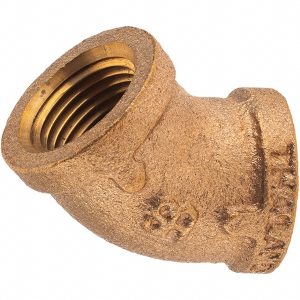 MERIT BRASS Brass Pipe 45 &deg; Elbow: 1/2" Fitting, Threaded, FNPT x FNPT, Class 125 X102-08