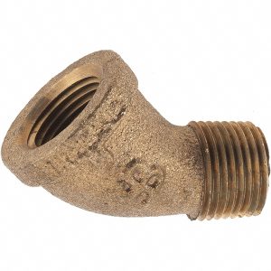MERIT BRASS Brass Pipe 45 &deg; Street Elbow: 3/8" Fitting, Threaded, FNPT x MNPT, Class 125 X103A-06