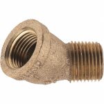 MERIT BRASS Brass Pipe 45 &deg; Street Elbow: 1/2" Fitting, Threaded, FNPT x MNPT, Class 125 X103A-08