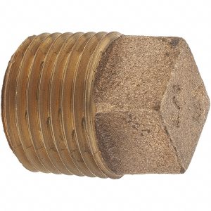 MERIT BRASS Brass Pipe Square Head Plug: 1/2" Fitting, Threaded, MNPT x FNPT, Class 125 X117-08