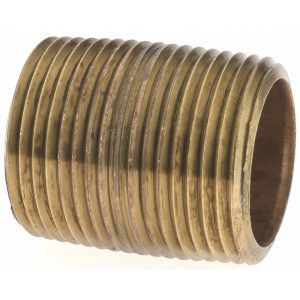 MERIT BRASS Brass Pipe Nipple: Threaded on Both Ends, 1-1/2" OAL, 1" NPT 2116-001