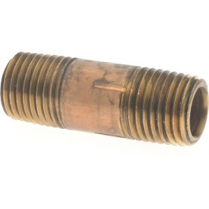 MERIT BRASS Brass Pipe Nipple: Threaded on Both Ends, 1-1/2" OAL, 1/4" NPT 2104-150