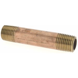 MERIT BRASS Brass Pipe Nipple: Threaded on Both Ends, 2-1/2" OAL, 1/4" NPT 2104-250