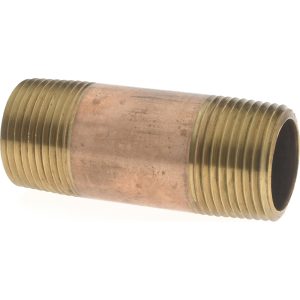 MERIT BRASS Brass Pipe Nipple: Threaded on Both Ends, 2-1/2" OAL, 3/4" NPT 2112-250