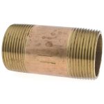 MERIT BRASS Brass Pipe Nipple: Threaded on Both Ends, 3" OAL, 1-1/4" NPT 2120-300