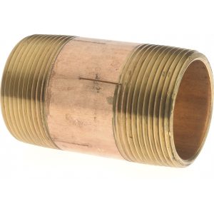 MERIT BRASS Brass Pipe Nipple: Threaded on Both Ends, 3" OAL, 1-1/2" NPT 2124-300