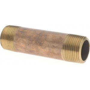 MERIT BRASS Brass Pipe Nipple: Threaded on Both Ends, 3-1/2" OAL, 3/4" NPT 2112-350