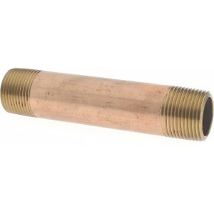 MERIT BRASS Brass Pipe Nipple: Threaded on Both Ends, 4-1/2" OAL, 3/4" NPT 2112-450