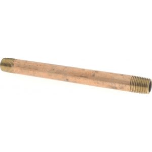 MERIT BRASS Brass Pipe Nipple: Threaded on Both Ends, 5-1/2" OAL, 1/4" NPT 2104-550