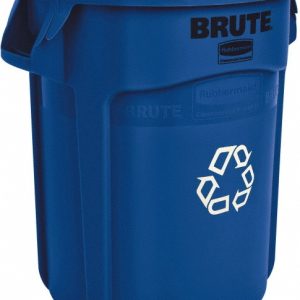 RUBBERMAID BRUTE 32 Gal Recycling Vented Trash Container, Blue FG263273BLUE