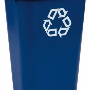 RUBBERMAID Wastebasket Deskside Recycling Can, Large, 41 Qt, Blue FG295773BLUE