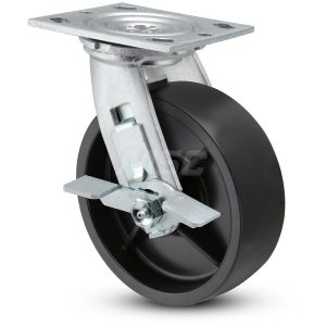 VALUE COLLECTION Swivel Top Plate Caster: Polyurethane, 4" Wheel Dia, 2" Wheel Width, 600 lb Capacity, 5-5/8" OAH VES4X2PODTBK