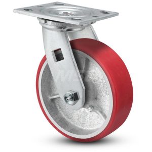 VALUE COLLECTION Swivel Top Plate Caster: Polyurethane, 8" Wheel Dia, 2" Wheel Width, 990 lb Capacity, 9-1/2" OAH VES8X2MOP