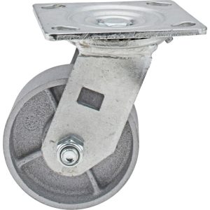 VALUE COLLECTION Swivel Top Plate Caster: Cast Iron, 4" Wheel Dia, 1-1/2" Wheel Width, 600 lb Capacity, 5-5/8" OAH GMC-SH-0052
