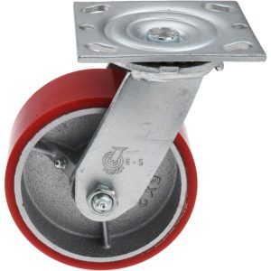 VALUE COLLECTION Swivel Top Plate Caster: Polyurethane & Polyurethane on Aluminum, 5" Wheel Dia, 2" Wheel Width, 1,250 lb Capacity, 6-1/2" OAH VES5X2MOPTBK