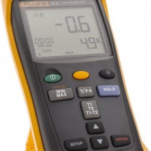 FLUKE Digital Industrial Thermometer: 1,600 ° F, Thermocouple: J, K, T, E Sensor FLUKE-52-2 60HZ