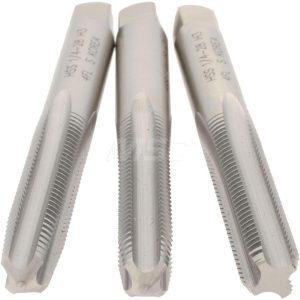 HERTEL Tap Set: 1/4-28 UNF, 4 Flute, High Speed Steel, Bright Finish K008922AS