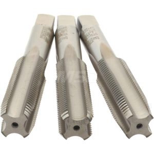 HERTEL Tap Set: 9/16-18 UNF, 4 Flute, High Speed Steel, Bright Finish K008932AS