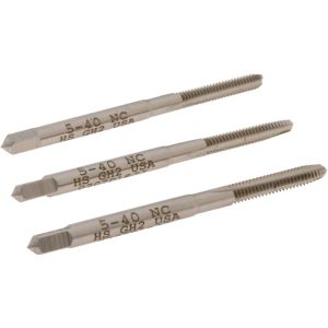 HERTEL Tap Set: #5-40 UNC, 3 Flute, High Speed Steel, Bright Finish K008910AS