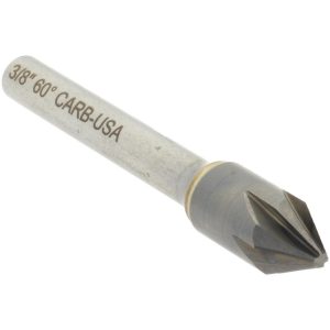 HERTEL Countersink: 3/8" Head Dia, 60.00 deg Included Angle, 6 Flute, Solid Carbide, Right Hand Cut 336-005050