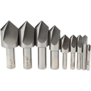 VALUE COLLECTION Countersink Set: 9 Pc, 3/16 to 1" Head Dia, 1 Flute, 90 deg Included Angle SC10905S