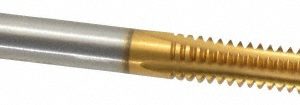 CLEVELAND #10-24 Plug RH 2B/3B H3 TiN High Speed Steel 4-Flute Straight Flute Hand Tap C55108
