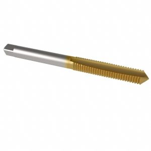 CLEVELAND Spiral Point Tap: 1/4-20, UNC, 2 Flutes, Plug, 2B, High Speed Steel, TiN Finish C55317
