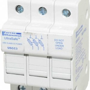 FERRAZ SHAWMUT 3 Pole, 600 VAC/VDC, 30 Amp, DIN Rail Mount Fuse Holder USCC3