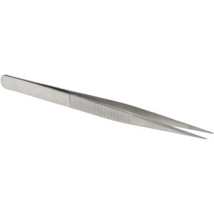 VALUE COLLECTION Diamond Tweezer: Stainless Steel, Medium Point Tip, 6-13/32" OAL 10118-SS