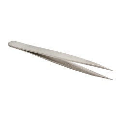 VALUE COLLECTION Precision Tweezer: 0C-SA, Stainless Steel, Short & Flat Tip, 3-1/2" OAL 10400C-SA