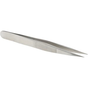 VALUE COLLECTION Precision Tweezer: AC-SA, Stainless Steel, Heavy Tip with Serrated Shank Tip, 4-3/8" OAL 10451-SA