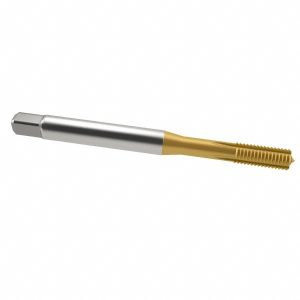 EMUGE Thread Forming Tap: 3/8-24 UNF, 2BX Class of Fit, Modified Bottoming, Cobalt, TiN Coated BU921400.5045