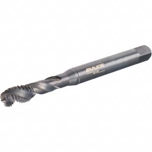 EMUGE Spiral Flute Tap: 1/4-20 UNC, 3 Flutes, Modified Bottoming, 2B Class of Fit, Cobalt, Oxide Coated BU503200.5009