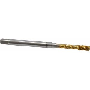 EMUGE Spiral Flute Tap: #10-32 UNF, 3 Flutes, Bottoming, 2B Class of Fit, Cobalt, TIN Coated BU513700.5041