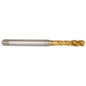 EMUGE Spiral Flute Tap: 1/4-20 UNC, 3 Flutes, Bottoming, 2B Class of Fit, Cobalt, TIN Coated BU513700.5009
