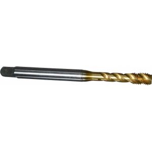 EMUGE Spiral Flute Tap: 1/4-28 UNF, 3 Flutes, Bottoming, 2B Class of Fit, Cobalt, TIN Coated BU513700.5043