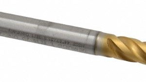 EMUGE Spiral Flute Tap: 7/16-20 UNF, 4 Flutes, Bottoming, 2B Class of Fit, Cobalt, TIN Coated CU513700.5046