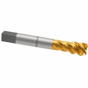 EMUGE Spiral Flute Tap: 3/4-16 UNF, 5 Flutes, Bottoming, 2B Class of Fit, Cobalt, TIN Coated CU513700.5050