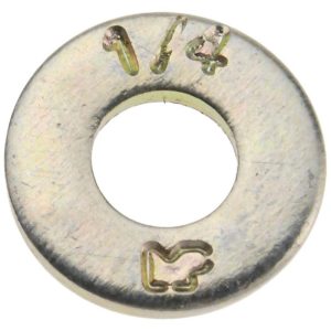 FASTENERS 1/4" Screw SAE Flat Washer: Alloy Steel, Zinc Yellow Dichromate Finish 02994887