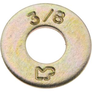 FASTENERS 3/8" Screw USS Flat Washer: Alloy Steel, Zinc Yellow Dichromate Finish 02995157