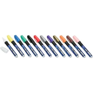 ABILITYONE Liquid Paint Marker: Black, Blue, Brown, Gold, Green, Orange, Pink, Red, Silver, Violet, White & Yellow, Oil Base, Medium Tip 7520012074168