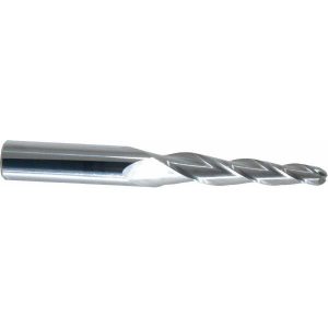 SGS Tapered End Mill: 3 deg Angle per Side, 1/4" Small Dia, 2" LOC, 3 Flute, Solid Carbide, Ball End 32436