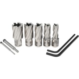 HOUGEN 8 Piece, 9/16 to 1-1/16" Cutter Diam, 1" Cutting Depth, High Speed Steel Annular Cutter Set 12001