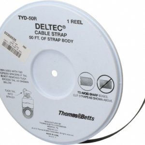 THOMAS & BETTS Cable Tie: 50" Long, Black, Nylon, Hook & Loop Strap TYD-50R