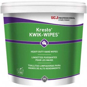 SC JOHNSON PROFESSIONAL Kresto KWIK-WIPES Heavy Duty Hand Wipes, Pre-Moistened, Center Pull Canister, Citrus Scent, White KKW130W