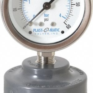 PLAST-O-MATIC 60 Max psi, 2 Inch Dial Diameter, PVC Pressure Gauge Guard and Isolator GGTS060-PV