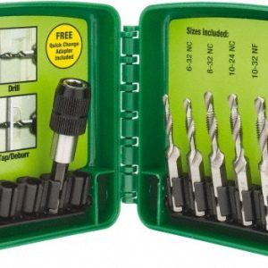 GREENLEE #6-32 to 1/4-20 UNC, 2-1/4" Overall Length, 1-1/4" Drill Length, High Speed Steel Combination Drill and Tap Set DTAPKIT