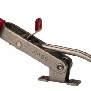 DE-STA-CO Pull-Action Latch Clamp: Horizontal, 375 lb, J-Hook, Right Flanged Base 351-BSS