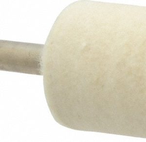 DIVINE BROTHERS Mounted Polishing Bob: Cylinder Shape, 1" Max Dia, 1/4" Shank Dia, Wool Felt B11-M