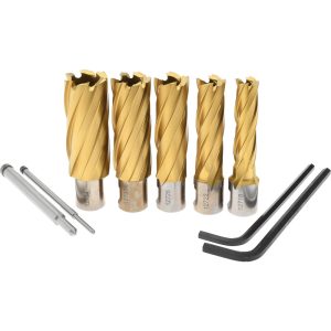 HOUGEN 9 Piece, 9/16 to 1-1/16" Cutter Diam, 2" Cutting Depth, High Speed Steel Annular Cutter Set 12702